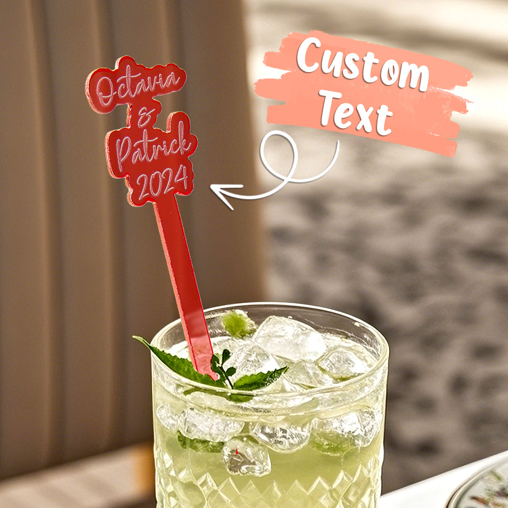 Personalized Stirring Stick with Text Acrylic Drink Cocktail Tag Wedding Birthday Party Essentials