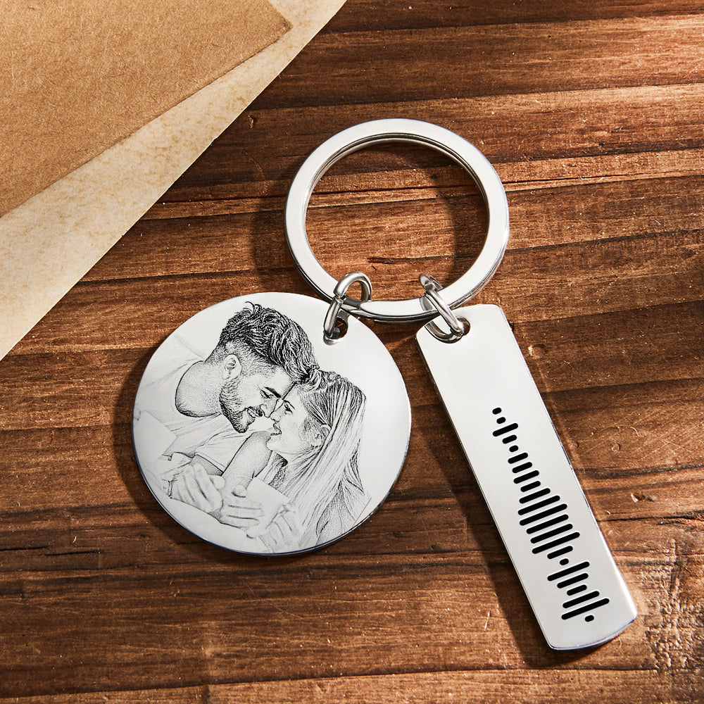 Personalized Engraved Calendar Music Code Metal Keychain