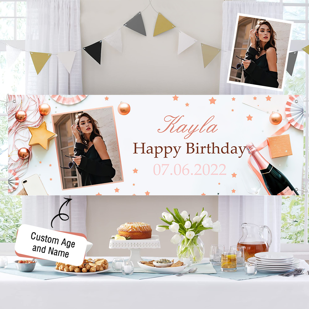 Custom Happy Birthday Banner Personalized Birthday Party Backdrop