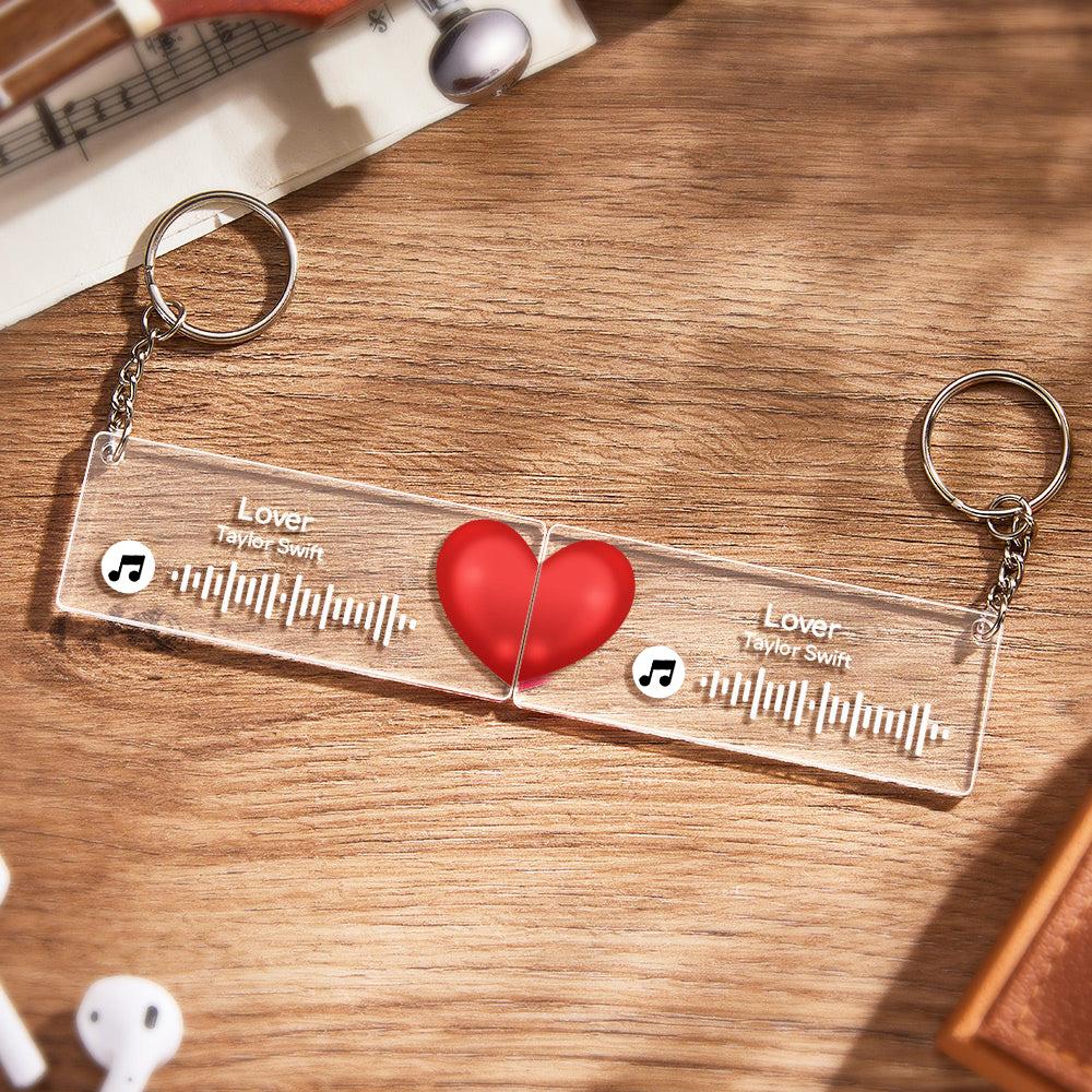 Scannable Custom Music Code Keychain Acrylic Music Plaque Heart Keychain Romantic Couple Gifts