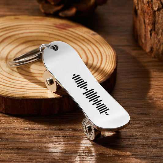 Custom Skateboard Keychain Scannable Music Code Keyrings