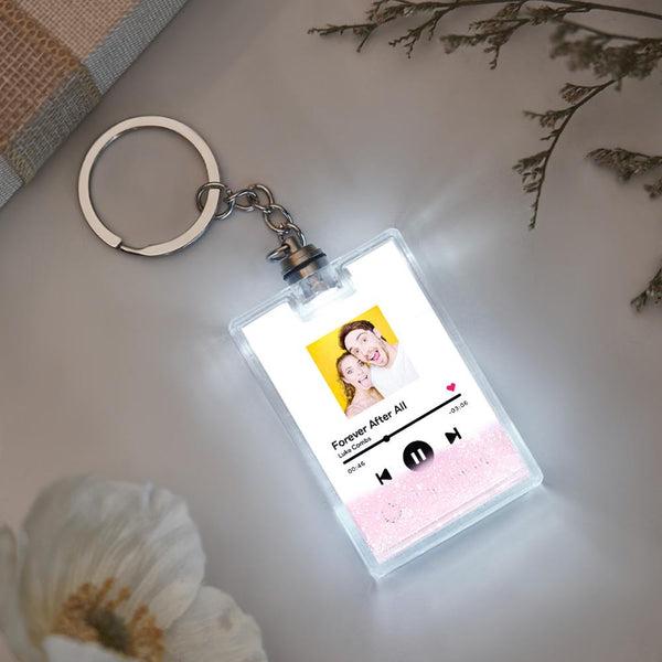 Custom Photo Scannable Music Code Illuminated Quicksand Keychain Gift