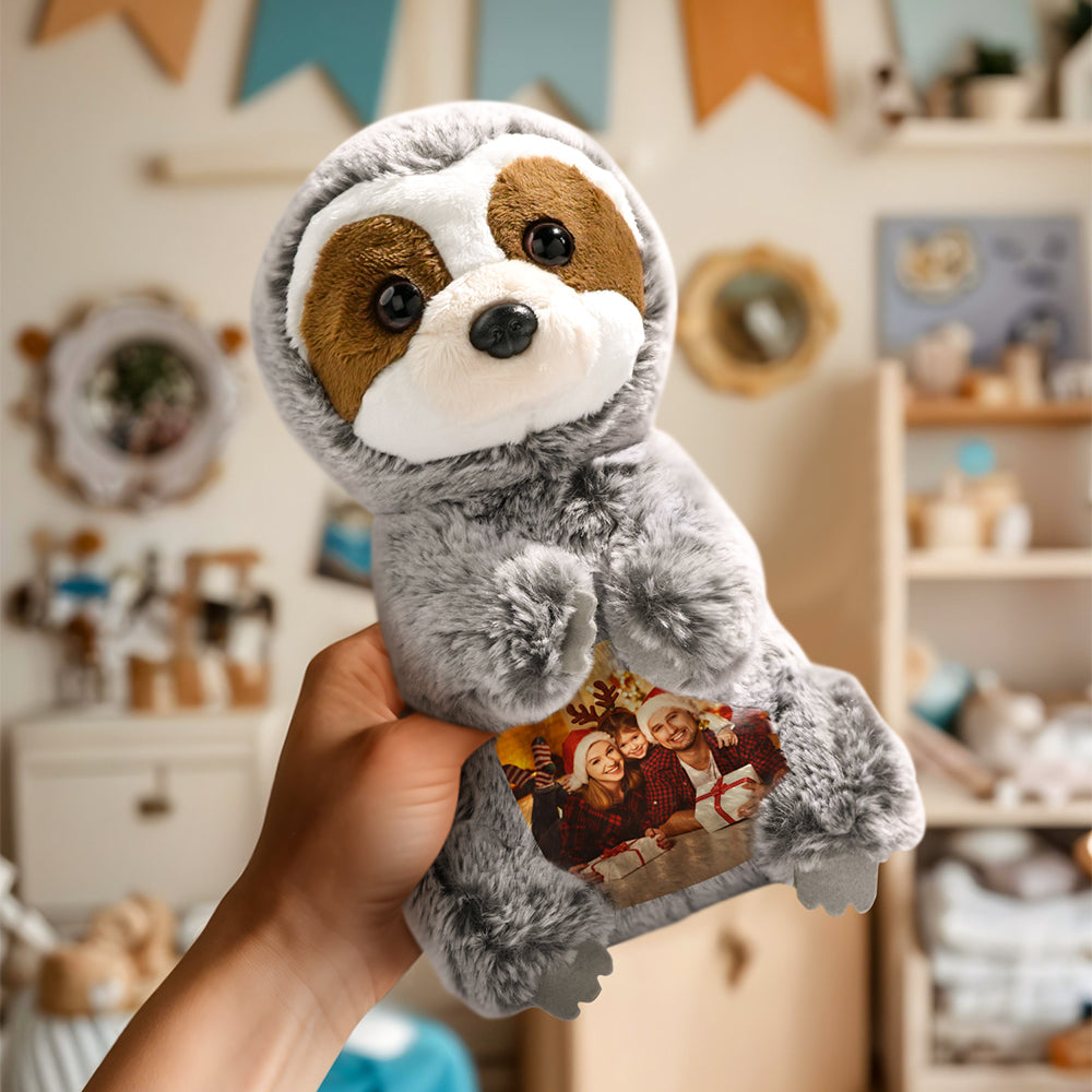 Personalized Sloth Plush Stuffed Toy with Photo Gift for Kids