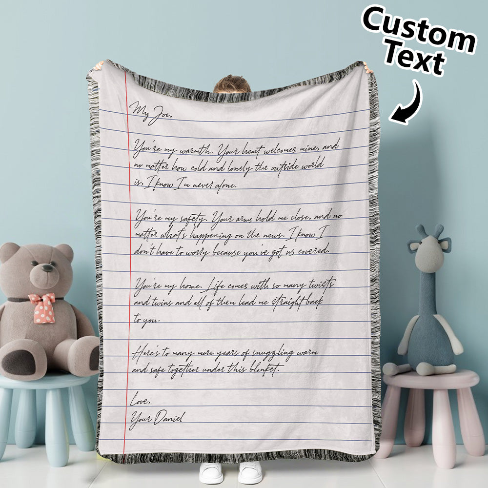 Personalized Hand-Written Printed Letter Blanket Unique Gift for Lover