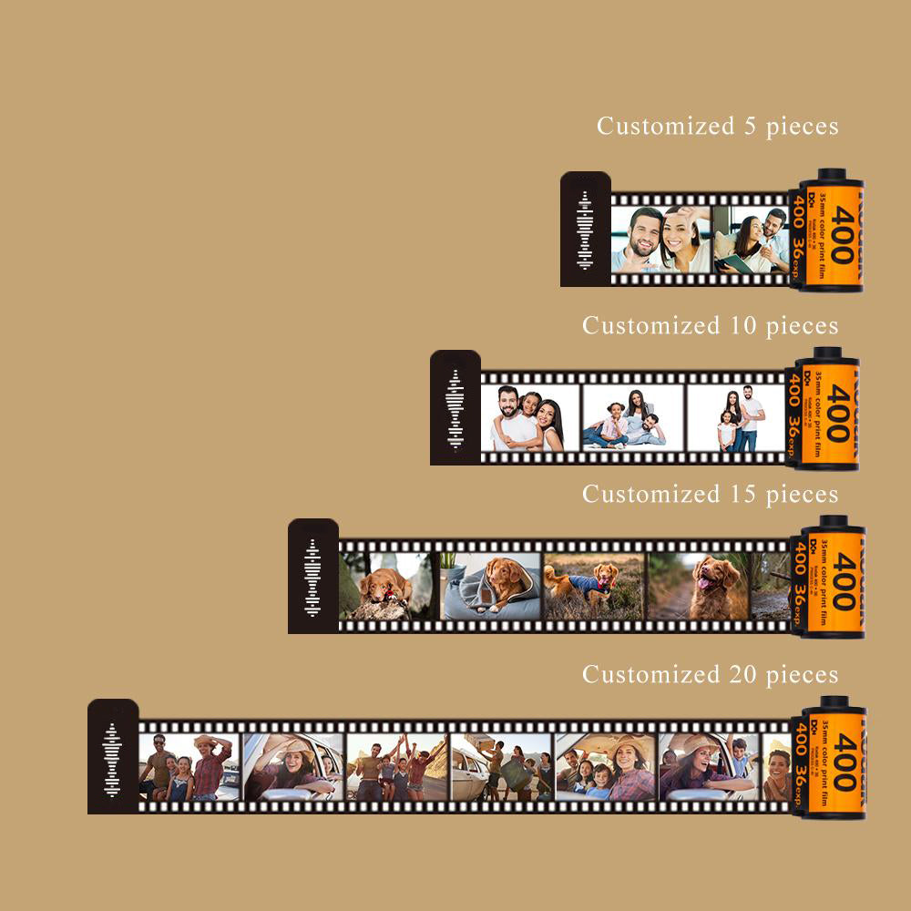 Custom Scannable Code Film Roll Keychain with 5-20 Pics