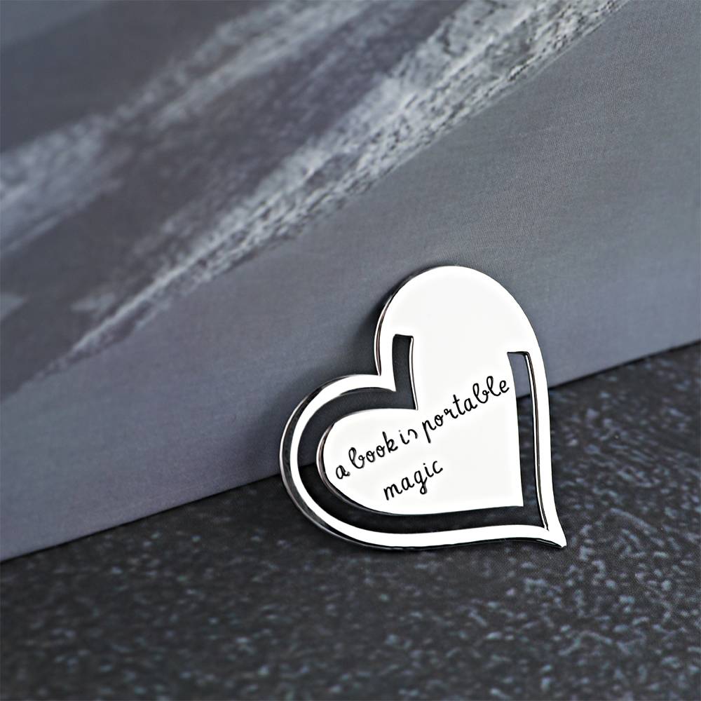 Custom Engraved Heart Metal Bookmark with Text