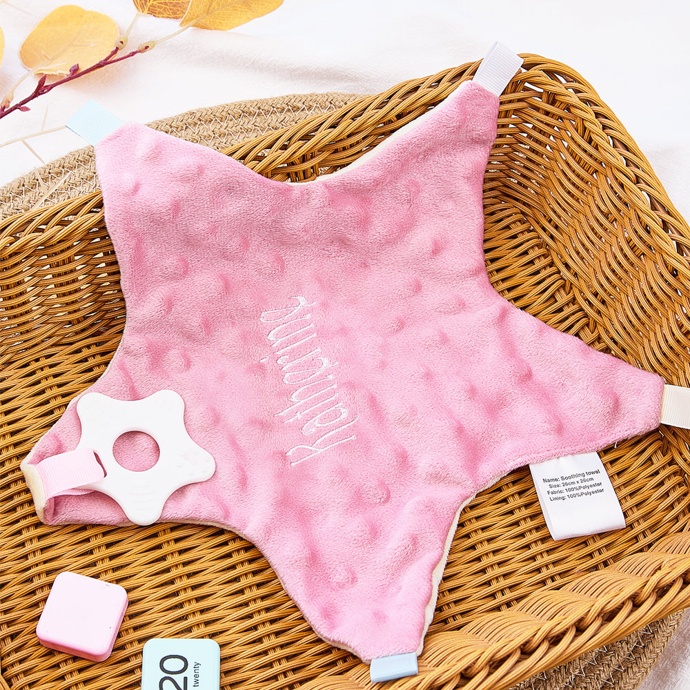 Personalized Baby Soothing Towel Soft Sleeping Star Towel with Embroidered Name Gift for Baby