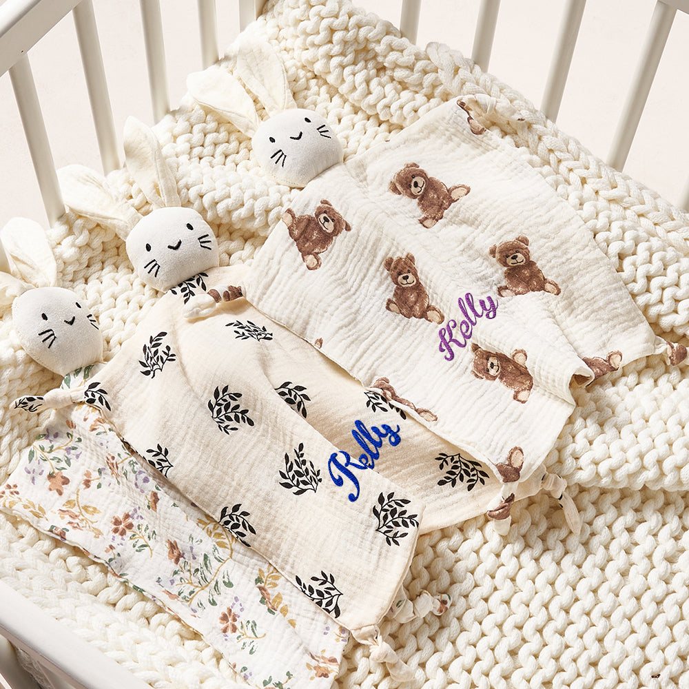 Personalized Soothe Towel Bibs Soft Sleeping Dolls with Embroidered Name Gift for Baby