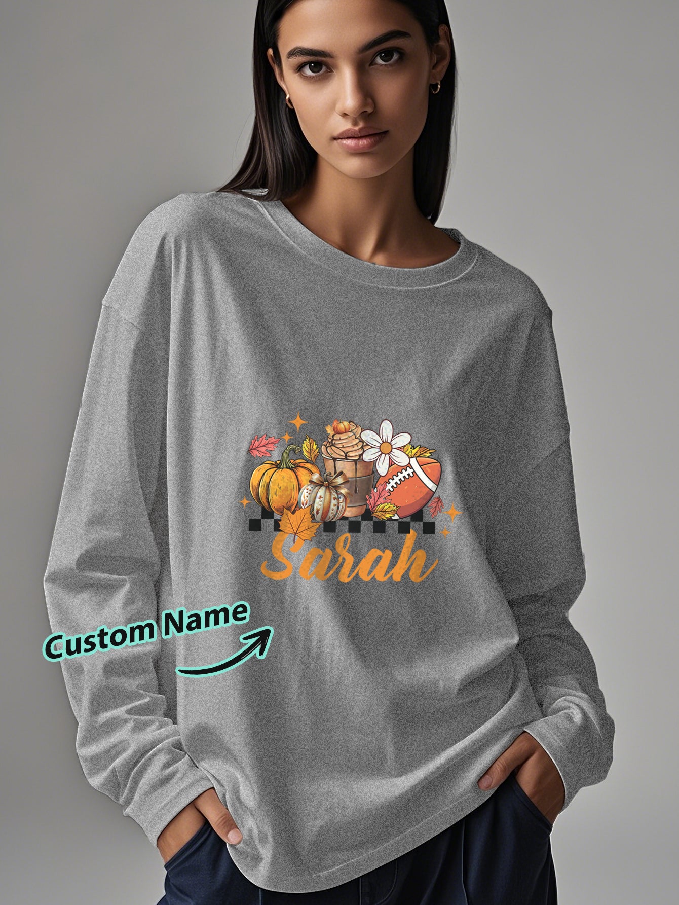 Custom Engraved Personalized Name Halloween Long Sleeve T-Shirt