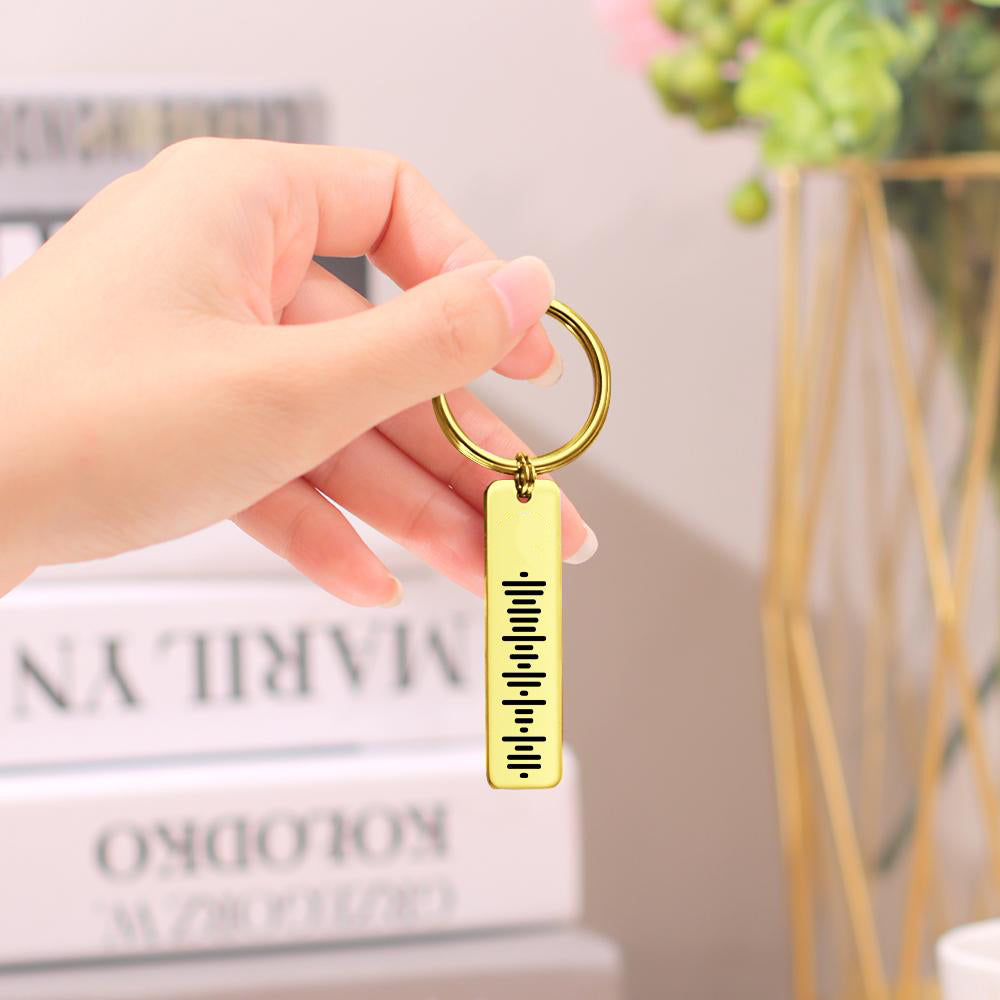 Double Sided Engraved Stainless Steel Scan Code Music Song Keychain