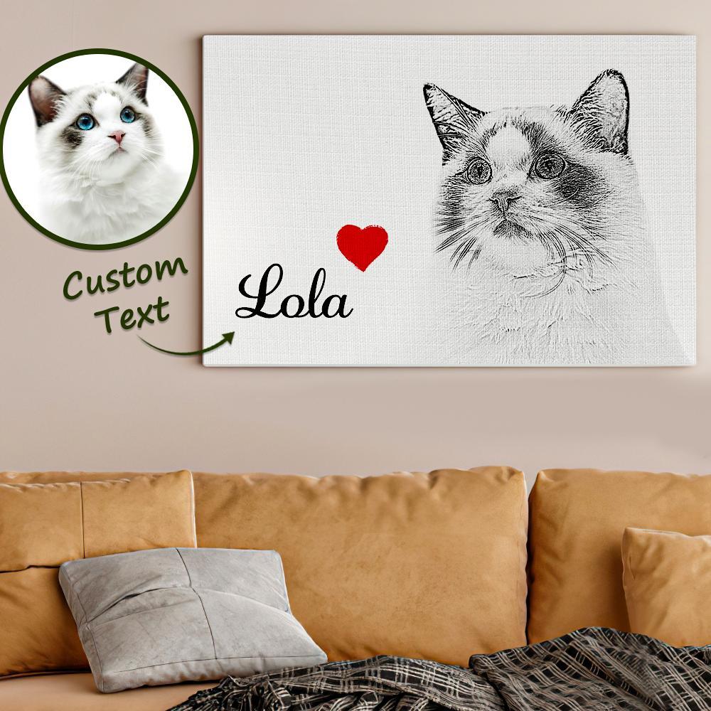 Custom Canvas Paint Sketch Pet Portrait Painting - 3 Sizes