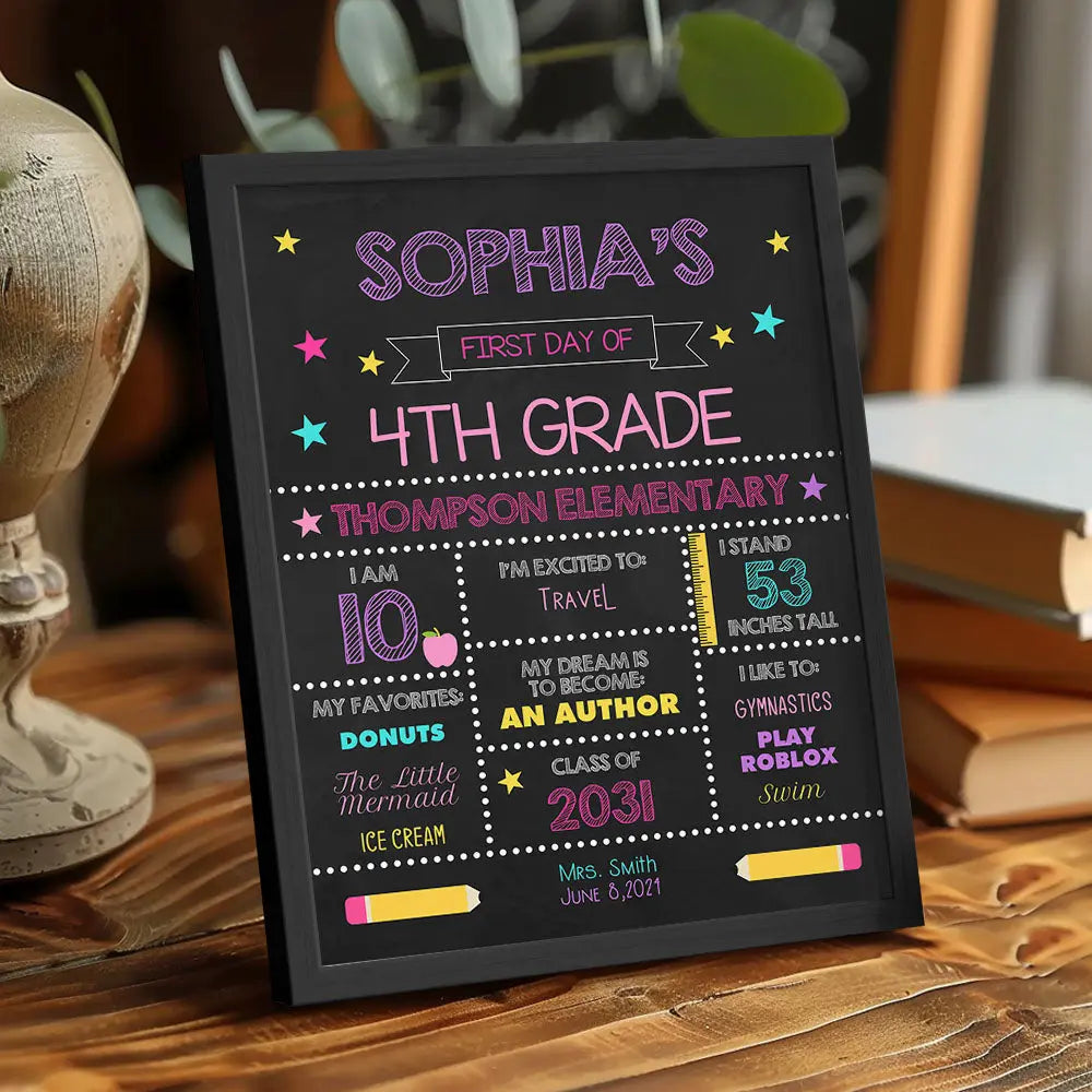 Personalized Back to School Sign First Day of School Sign Gift