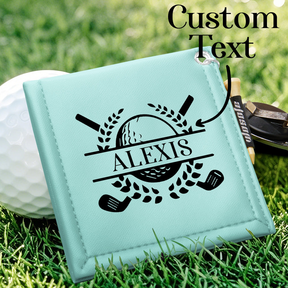 Personalized PU Leather Absorb Water Golf Towel with Golf Tees Retractable Clip Gift for Golf Lovers