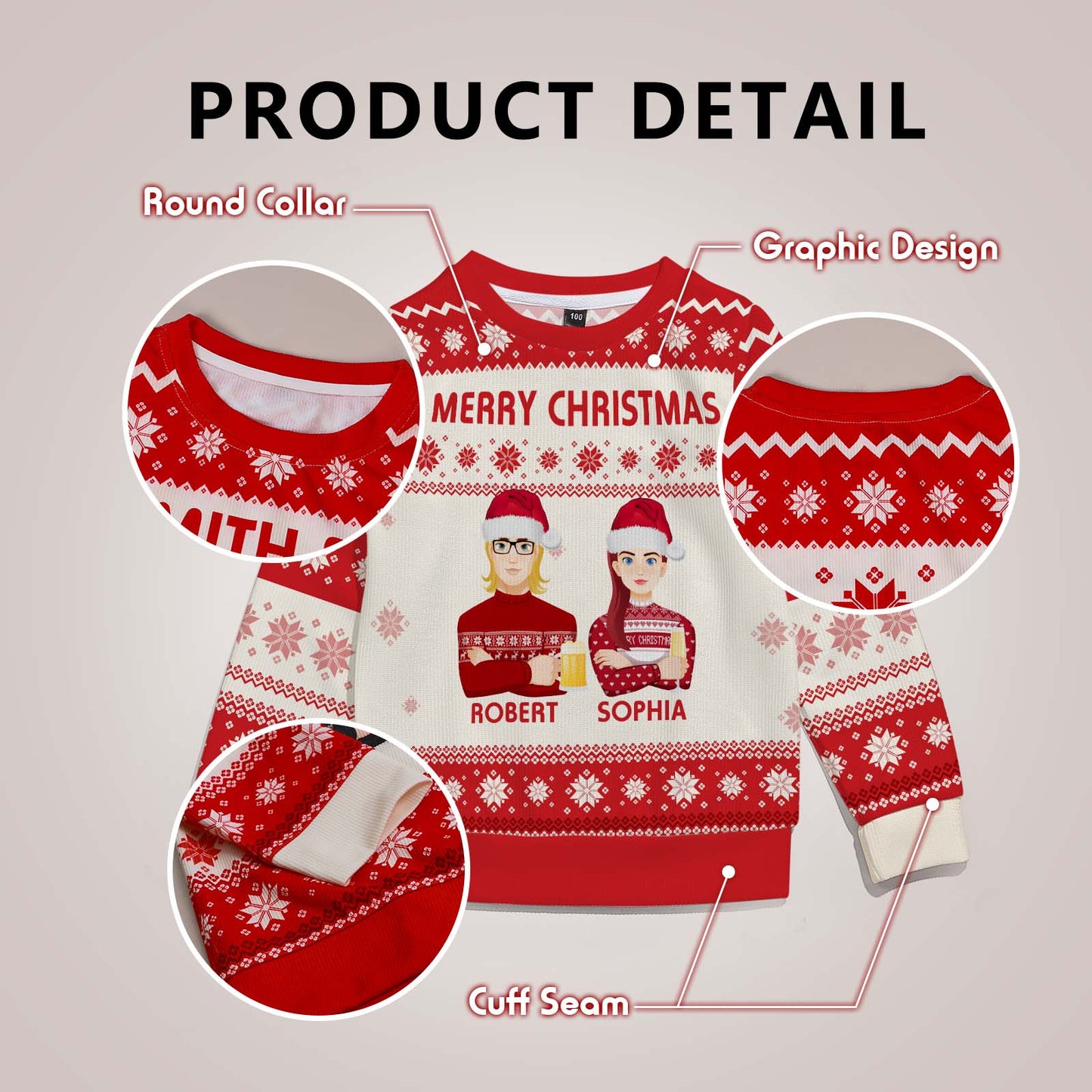 Personalized Christmas Cartoon Ugly Sweater Unisex Sweater Christmas Gift for Kids