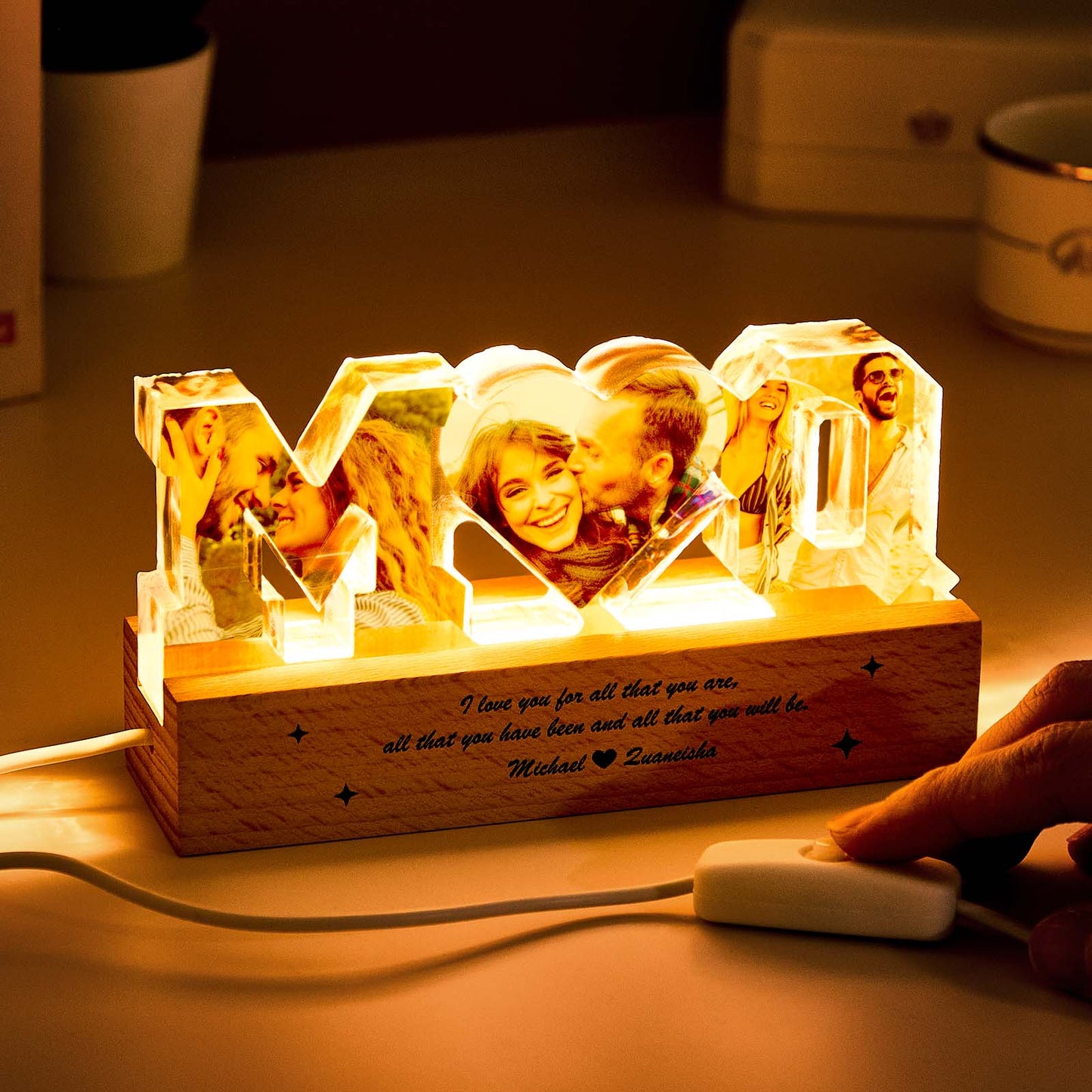 Personalized Couple Photos Collage Night Light Gift for Lover