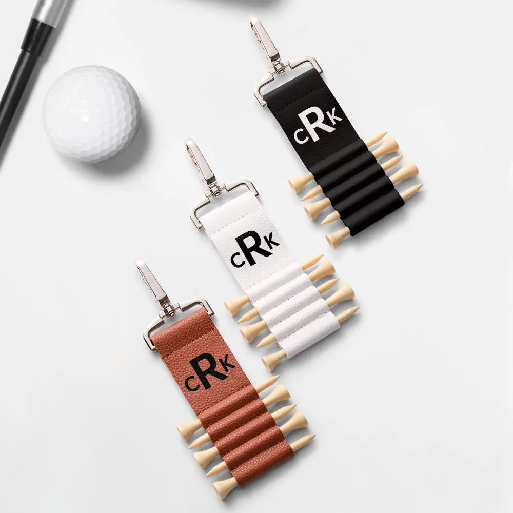 Personalized Monogram Golf Bag Tag Tee Holder with 5 Tees Golf Accessory Gift for Golf Lover