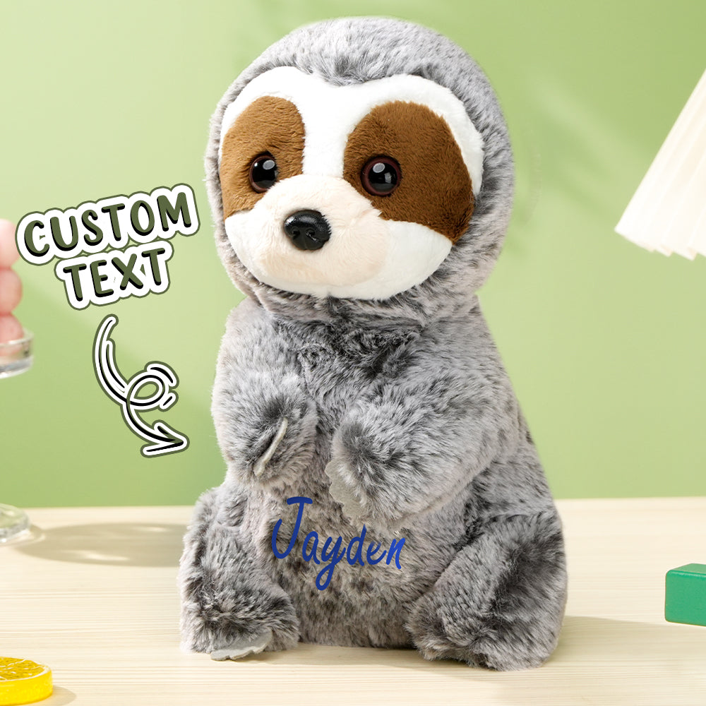 Personalized Sloth Plush Stuffed Toy with Custom Text Gift for Baby Shower