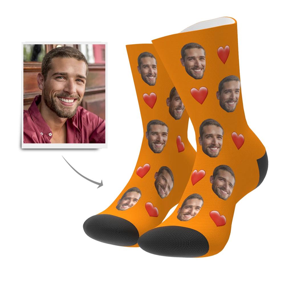 Custom Face Socks With Heart For Men and Women