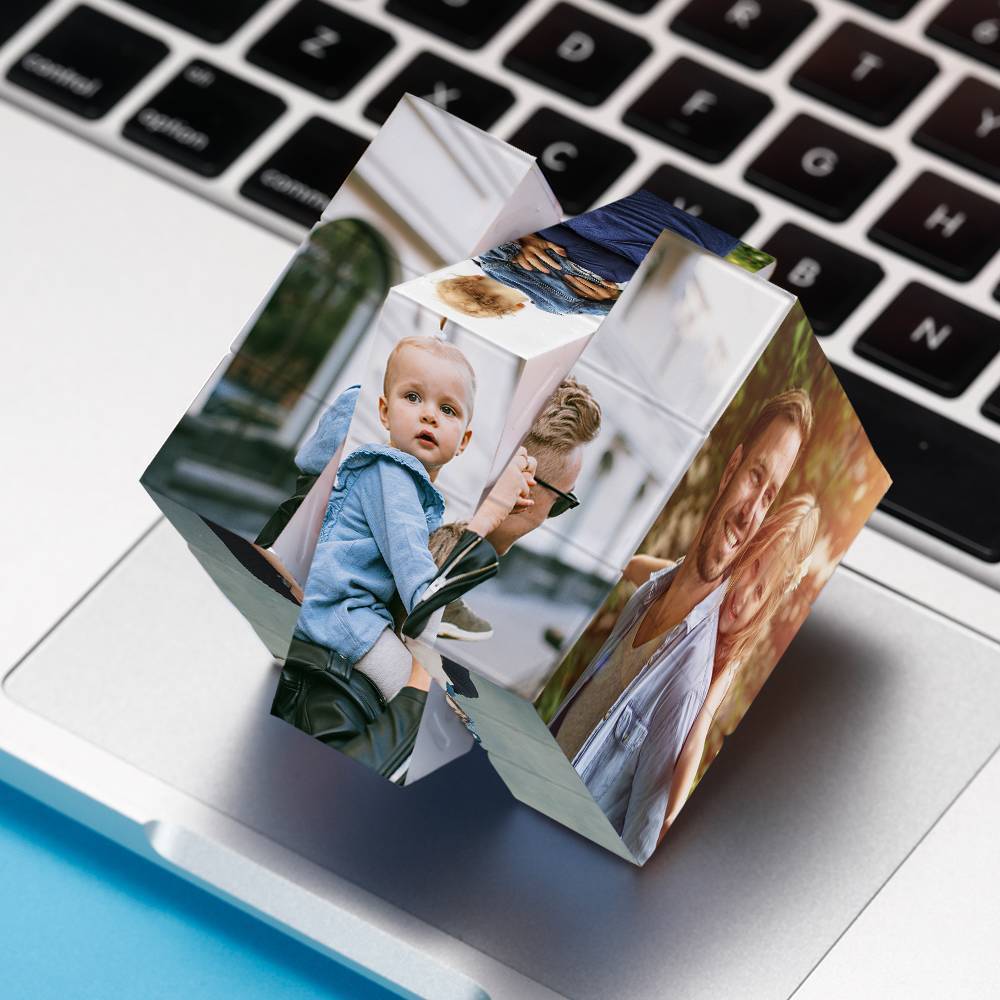 Custom Multi Photo Rubic's Cube - For Father And Children