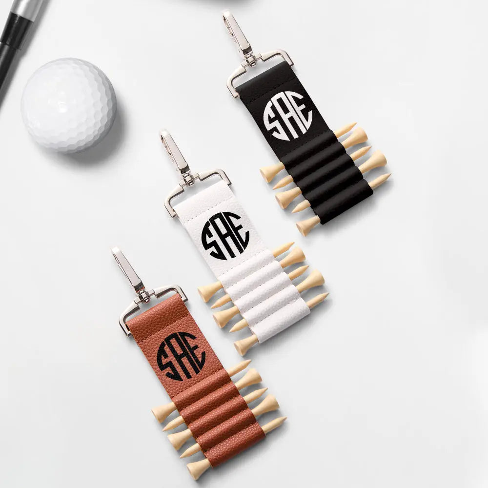 Personalized Monogram Golf Bag Tag Tee Holder with 5 Tees Golf Accessory Gift for Him