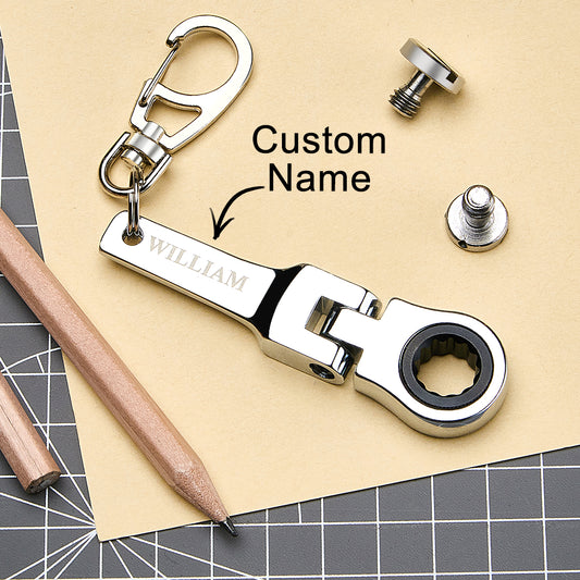 Personalized Ratchet Wrench Keychain with Engraving Keychain Mini Hardware Tool Gifts for Him