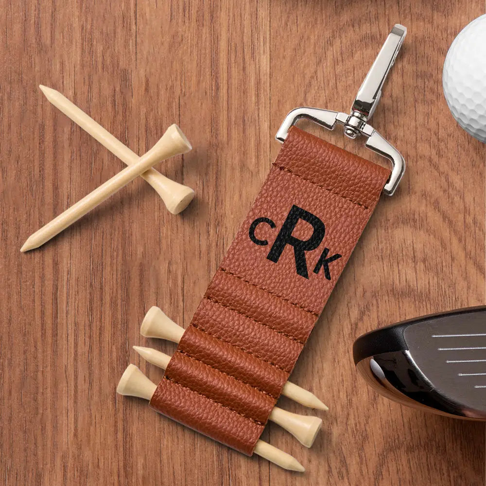 Personalized Monogram Golf Bag Tag Tee Holder with 5 Tees Golf Accessory Gift for Golf Lover