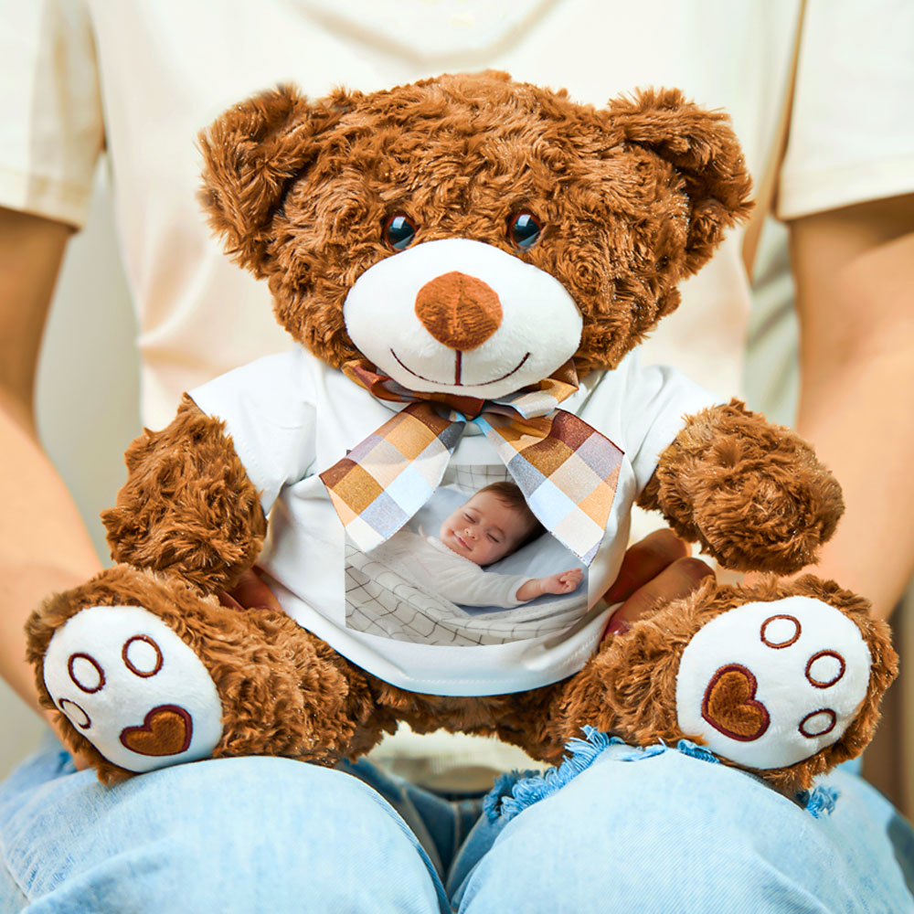 Personalized Bear Plush Stuffed Toy with Photo Gift for Kids