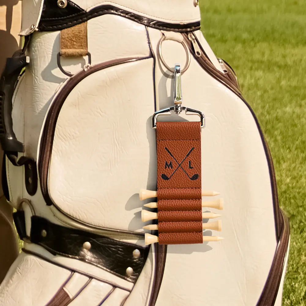 Personalized Initial Golf Bag Tag Tee Holder with 5 Tees Golf Accessory Gift for Golf Lover