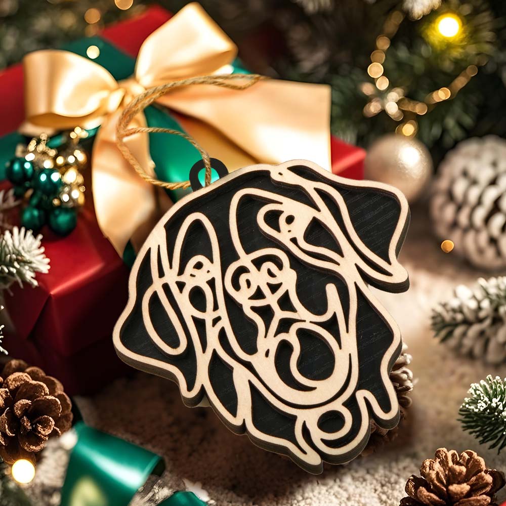 Personalized Line Art Dog Christmas Ornament Christmas Gift for Dog Lover