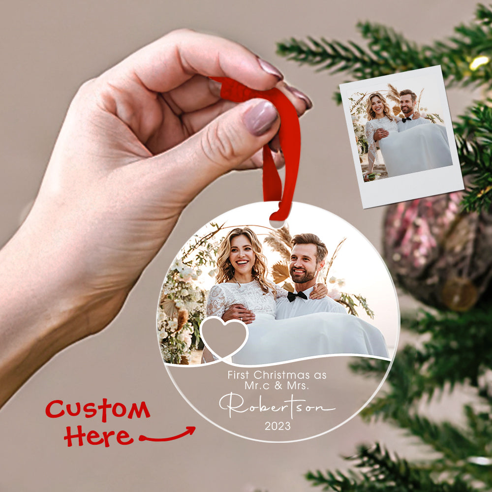 Personalized First Christmas Ornament with Photo Christmas Ornament Gift for Couples