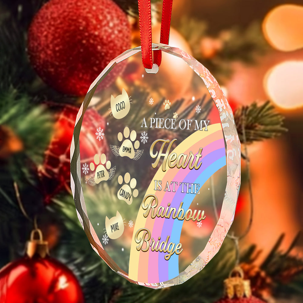 Personalized Memorial Ornament A Piece Of My Heart Is At The Rainbow Bridge Sympathy Gift for Pet Lovers