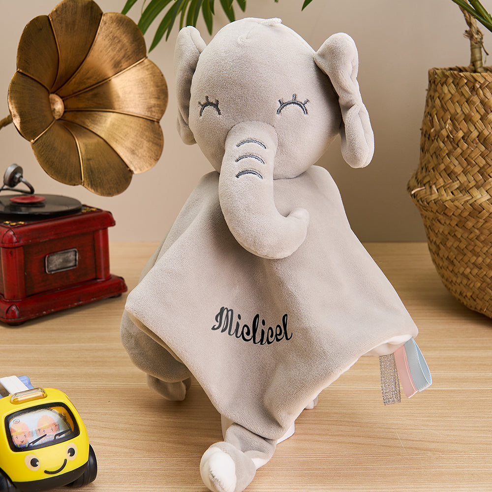 Personalized Soothe Towel Bibs Soft Sleeping Rabbit Elephant with Embroidered Name Gift for Baby