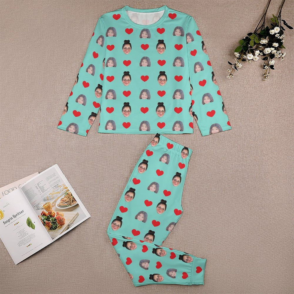 Custom Two Face Children's Sleepwear Long Sleeves Girls Pajamas Set