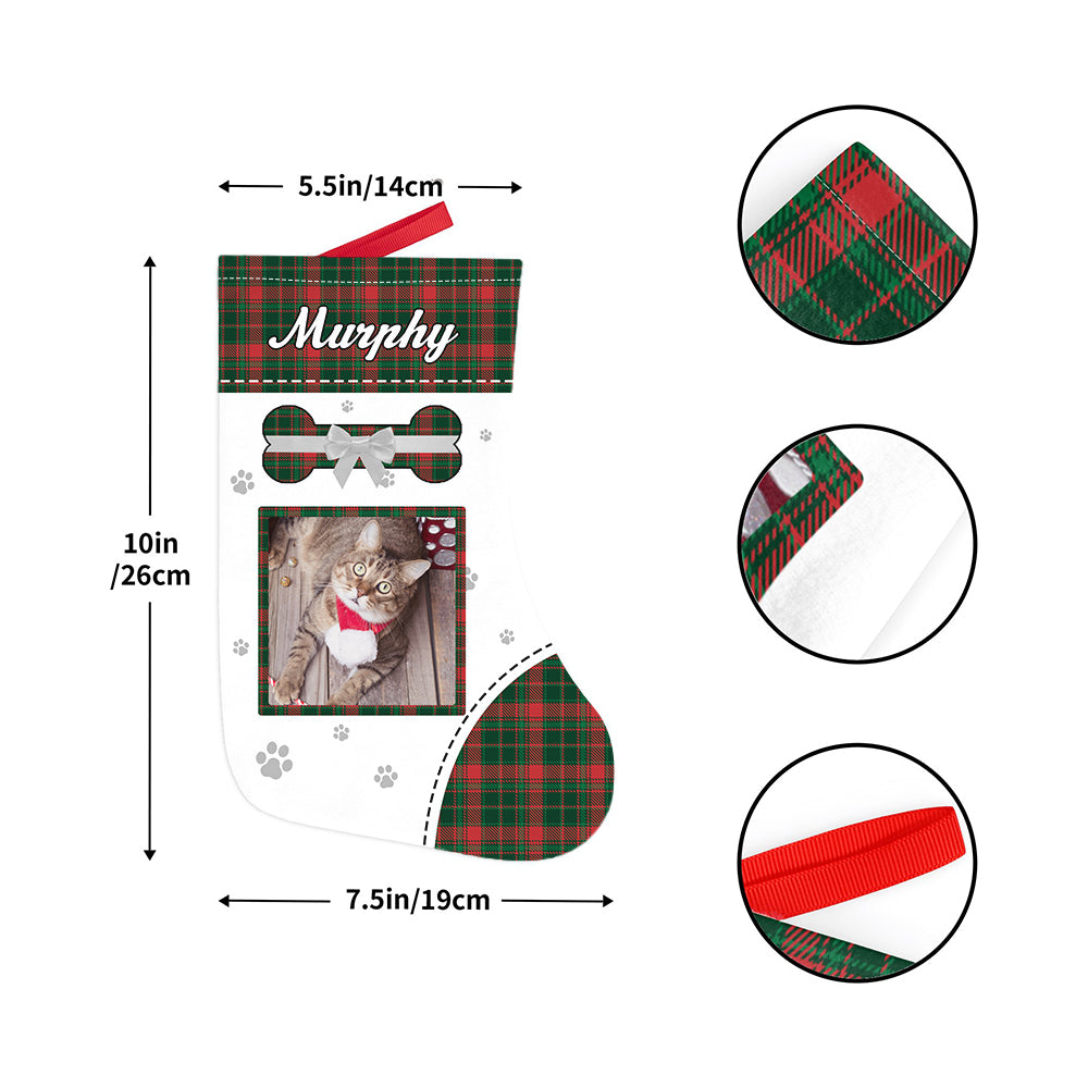 Personalized Christmas Stocking with Photo and Text Gift for Pets