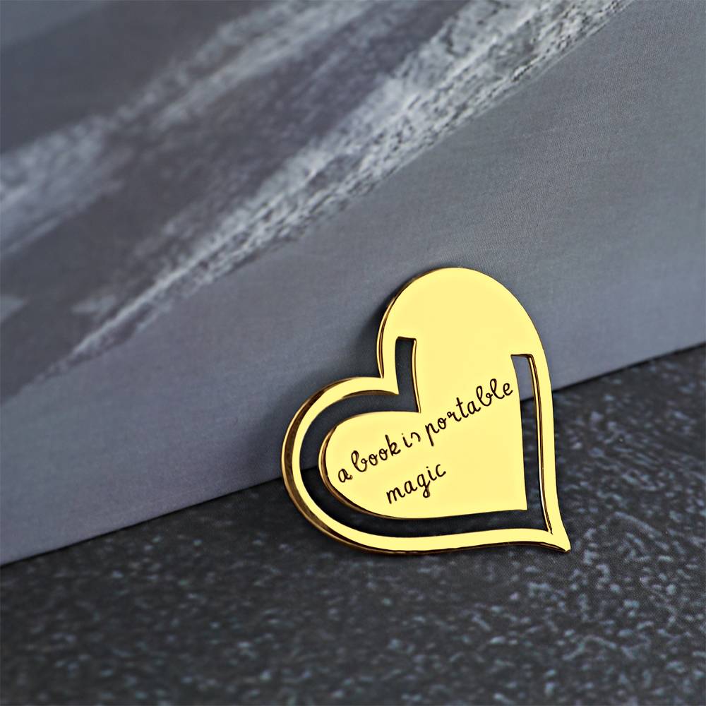 Custom Engraved Heart Metal Bookmark with Text