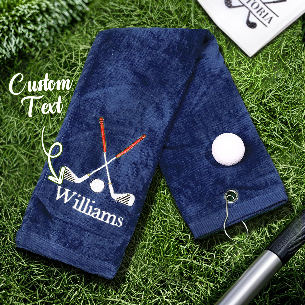 Personalized Embroidered Name Golf Towel with Clip Golf Accessories Gift for Men Women Golf Lovers