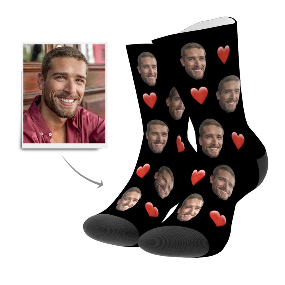 Custom Face Socks With Heart For Men and Women