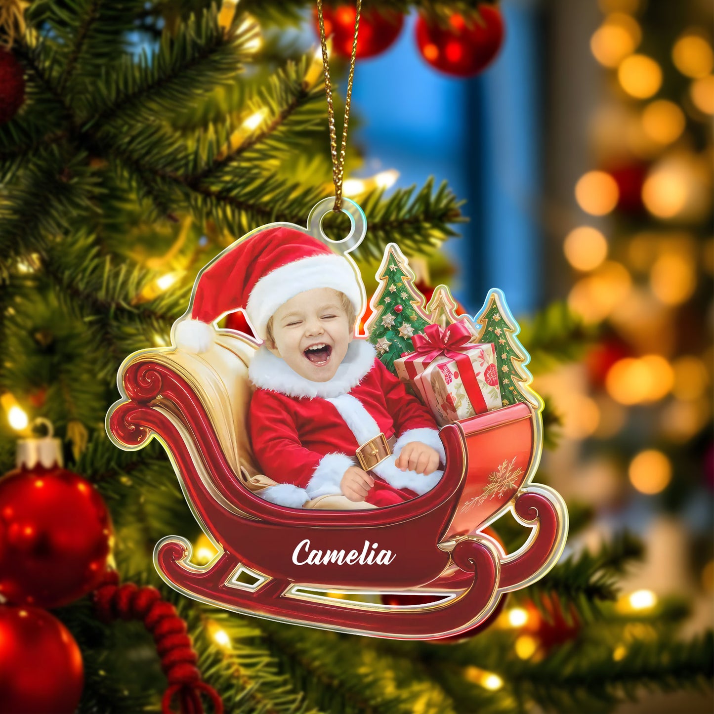 Custom Photo Ornament Baby's First Christmas Ornament Christmas Gift for Baby Kids