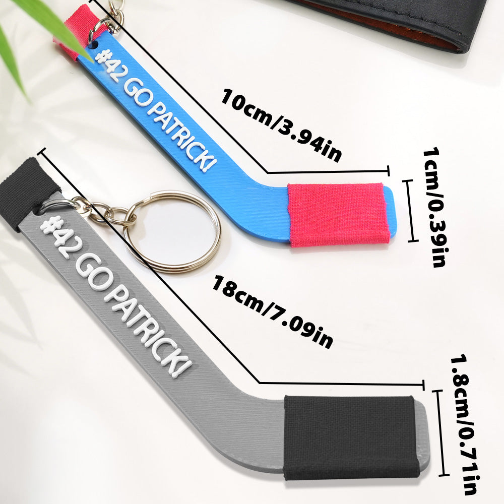 Personalized 3D Printing Tiny Hockey Coach Stick Keepsake Keychain Gift for Hockey Lover