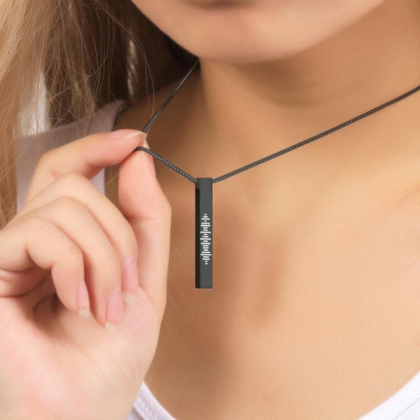 Custom Engraved Stainless Steel Scannable Music 3D Vertical Bar Necklace