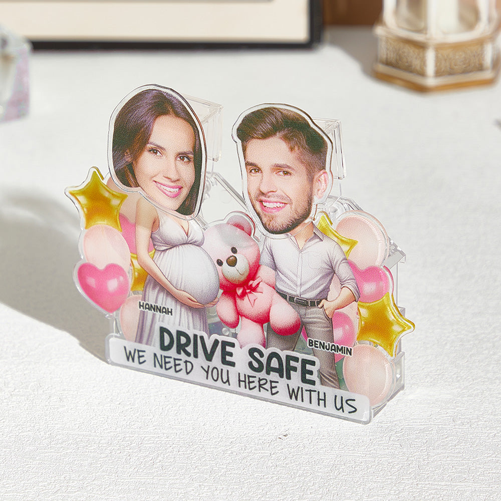 Personalized Face Drive Safe Couple Shaking Head Standee Gift for Couple