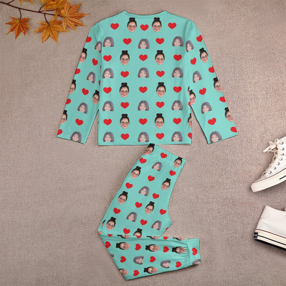 Custom Two Face Children's Sleepwear Long Sleeves Girls Pajamas Set