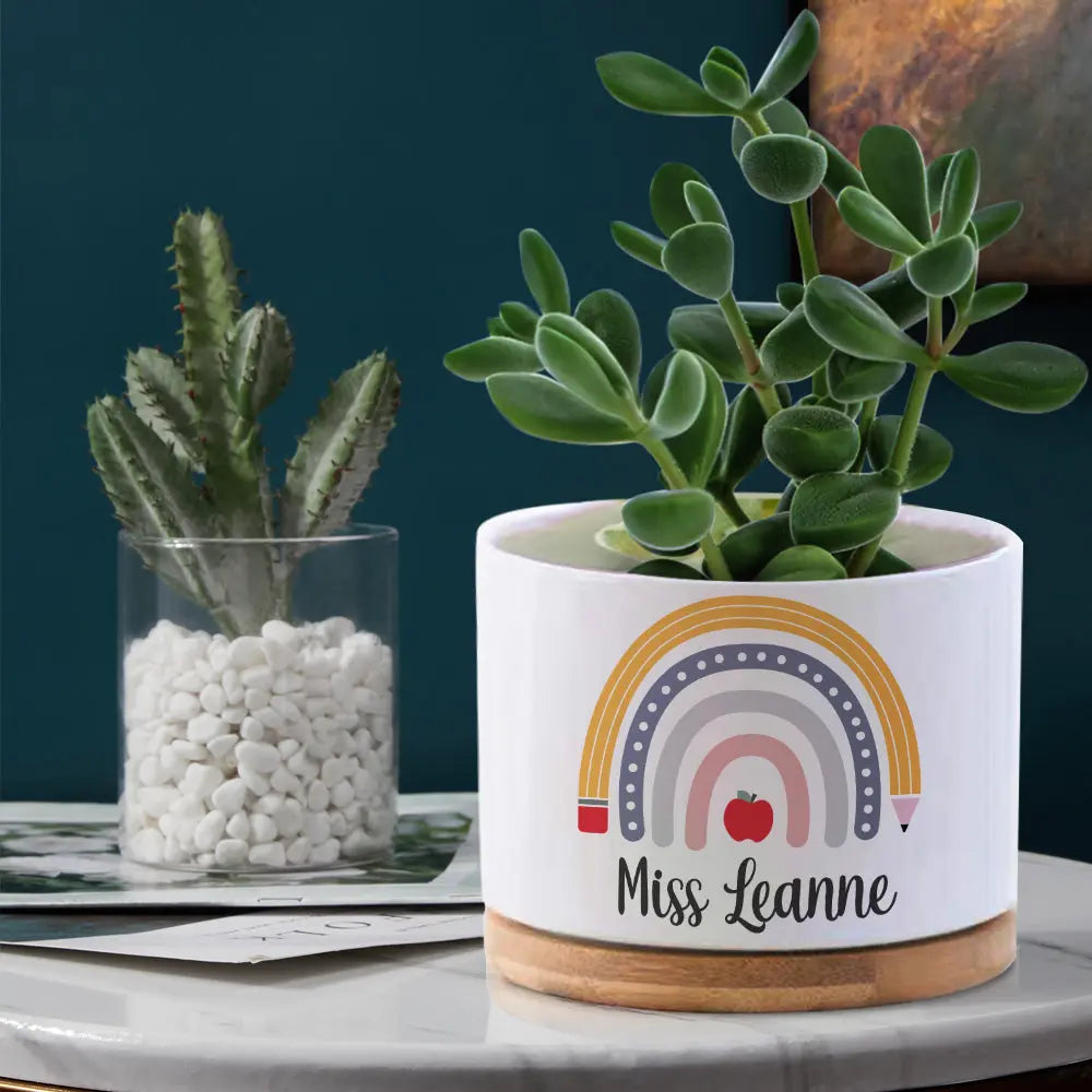 Personalized Teacher Flower Pot Rainbow Planter Back to School Gift for Teacher