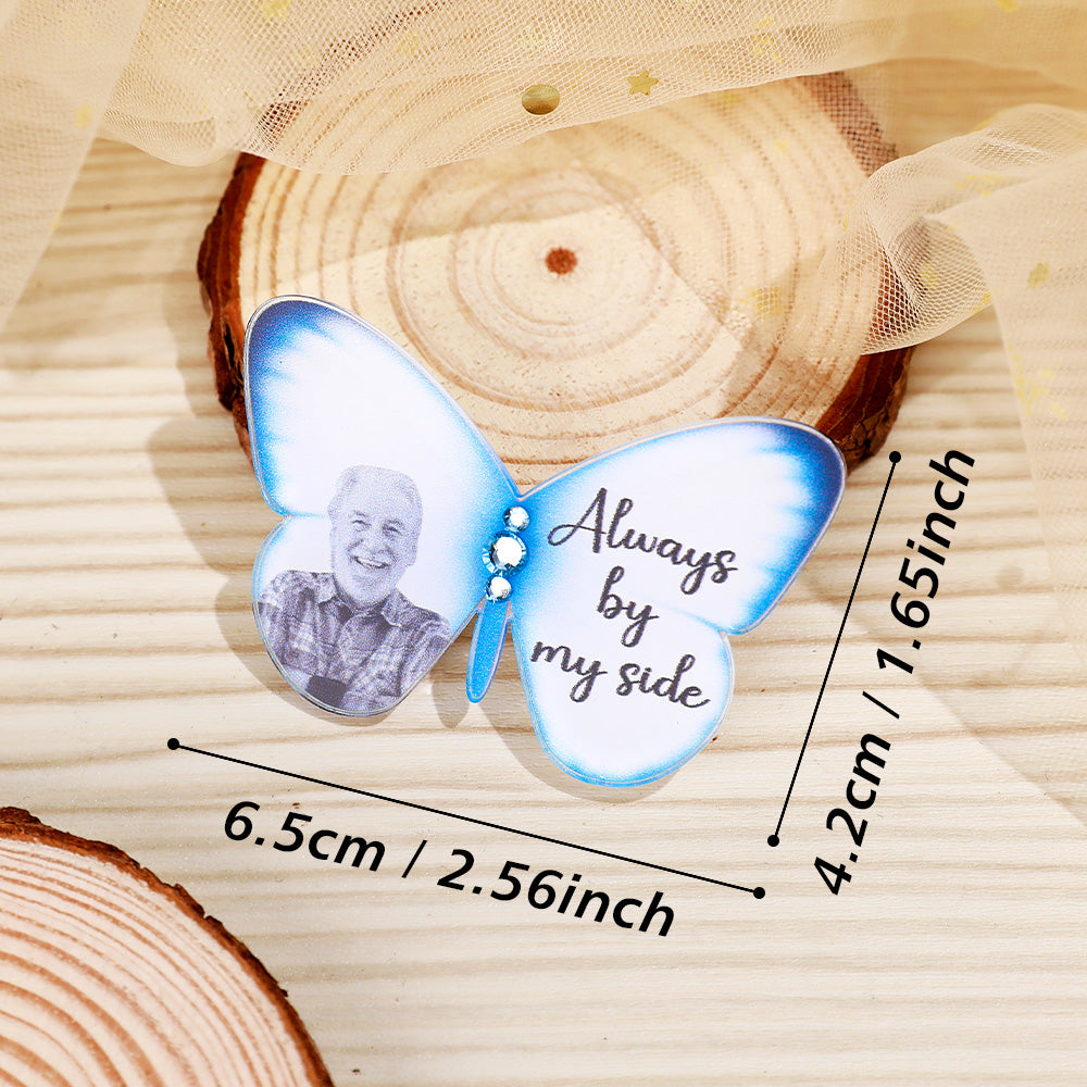 Personalized Acrylic Butterfly Brooch Pin with Words Photo Memorial Wedding Gift for Bride