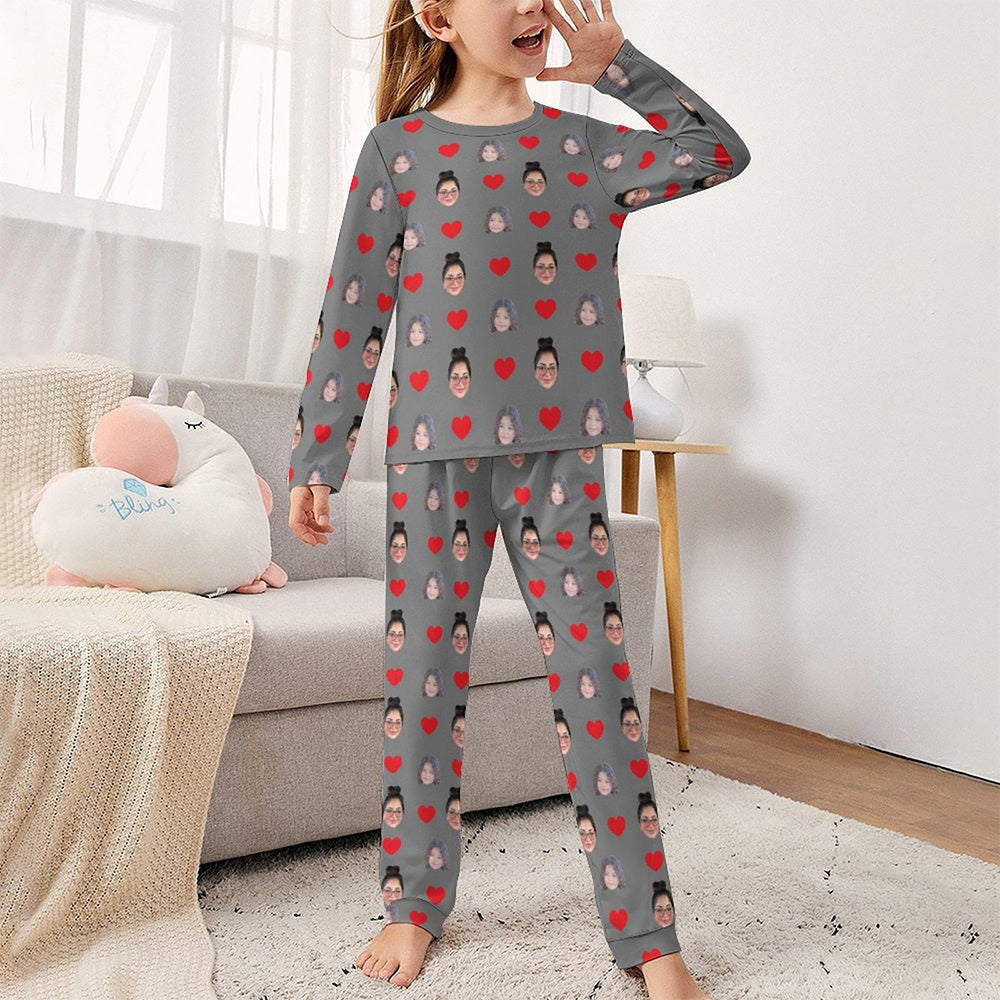 Custom Two Face Children's Sleepwear Long Sleeves Girls Pajamas Set