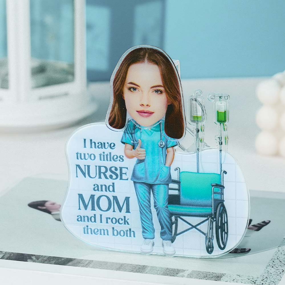 Personalized Face Nurse and Mom Shaking Head Standee Gift for Mom