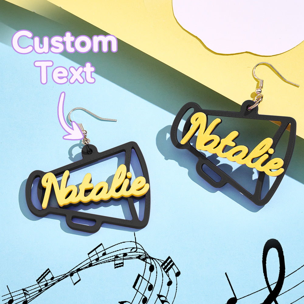 Personalized 3D Printed Earrings Megaphone Earrings with Name Gift for Cheerleading Enthusiasts