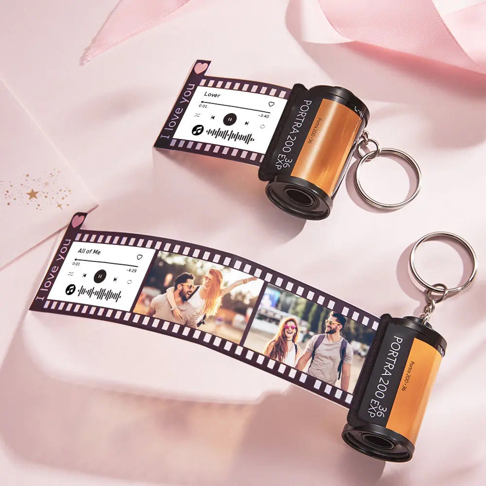 Anniversary Gifts Custom Text For The Film Roll Keychain Personalized Picture Camera Roll Keychain with Reel Album Customized