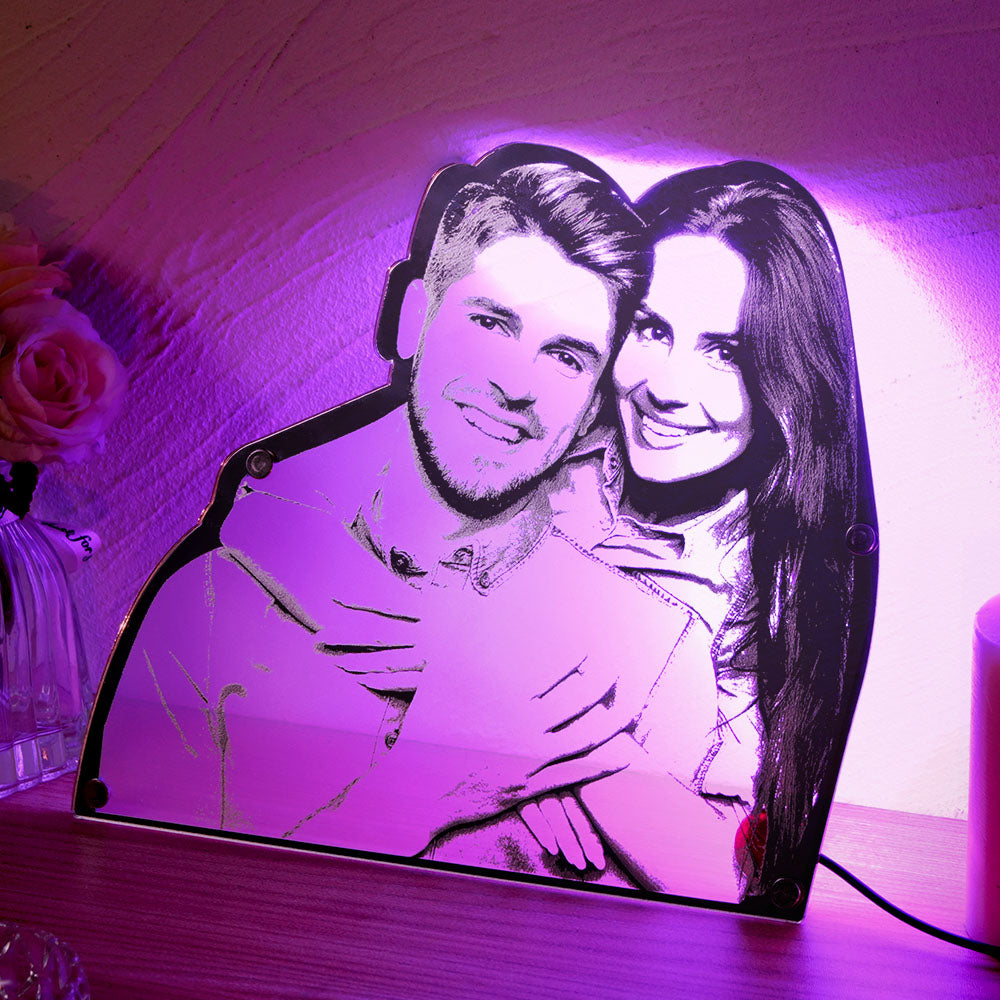 Personalized Portrait Mirror Light Wall Decor Gift