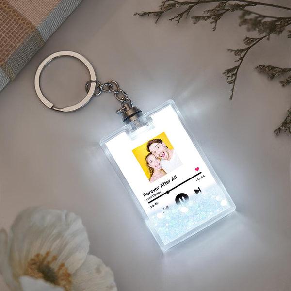 Custom Photo Scannable Music Code Illuminated Quicksand Keychain Gift